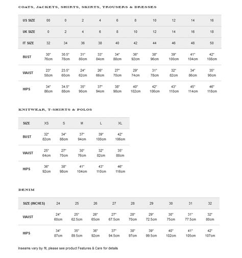 burberry size chart.